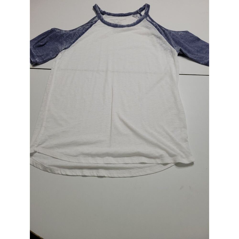 Grayson Shirt Womens Medium Top Blue Burnout Short Sleeve Scoop Neck Stretch Tee